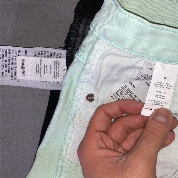 2/$20🔥GARAGE DENIM SHORTS IN BLACK AND MINT GREEN - Picture 4 of 8